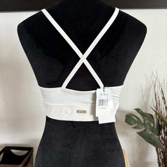 ALALA Women's Tie Bow Bra White Top Size Large Wireless Retail $85 - Picture 6 of 9